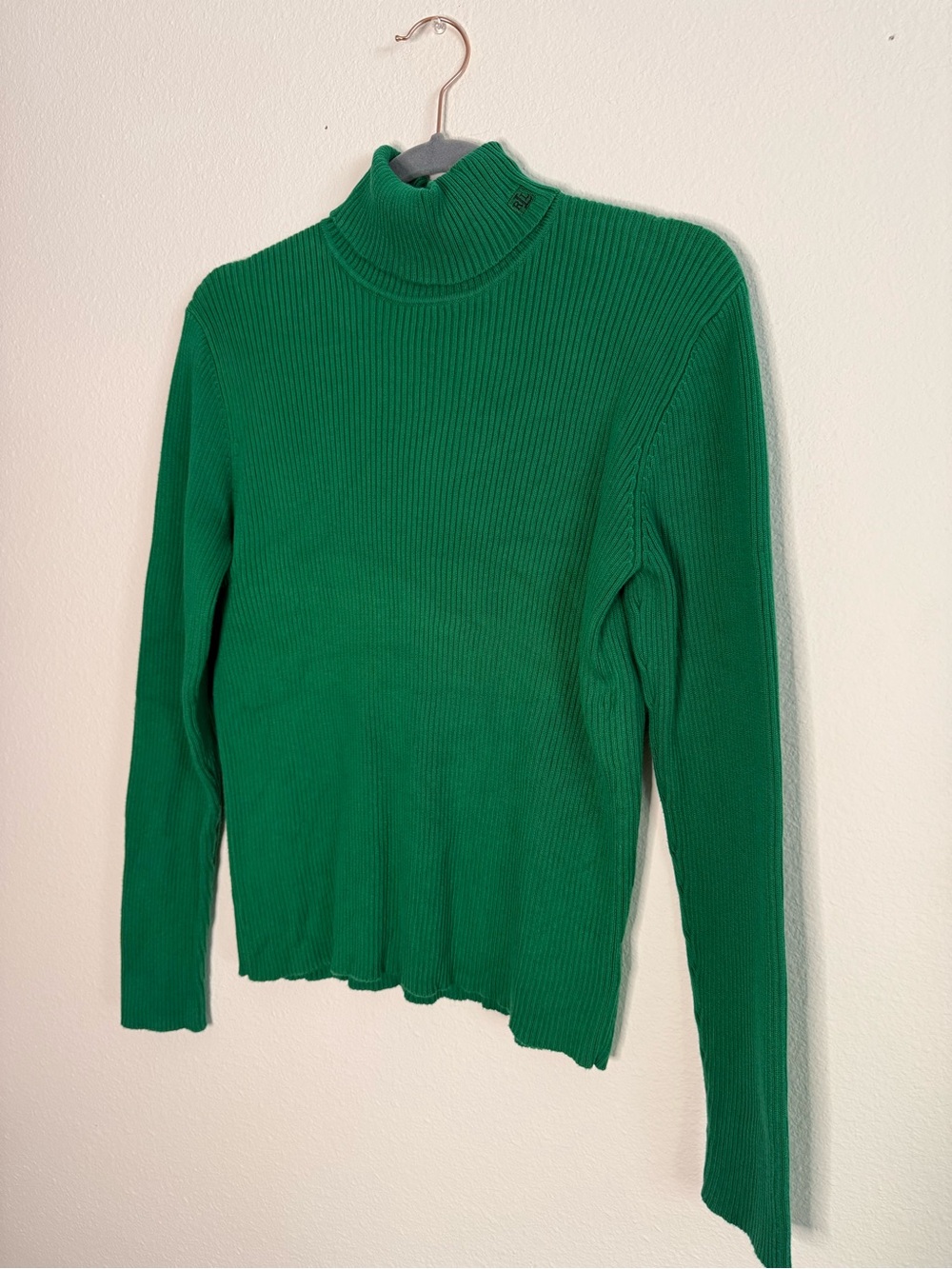 Lauren Ralph Lauren Emerald Green Ribbed Turtleneck Sweater